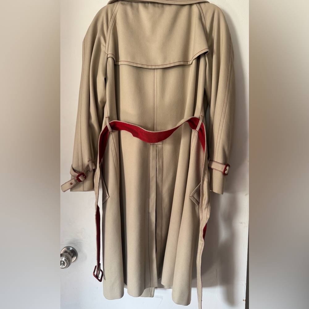 Moschino Tan Trench Coat with Red Accents - Picture 3 of 11